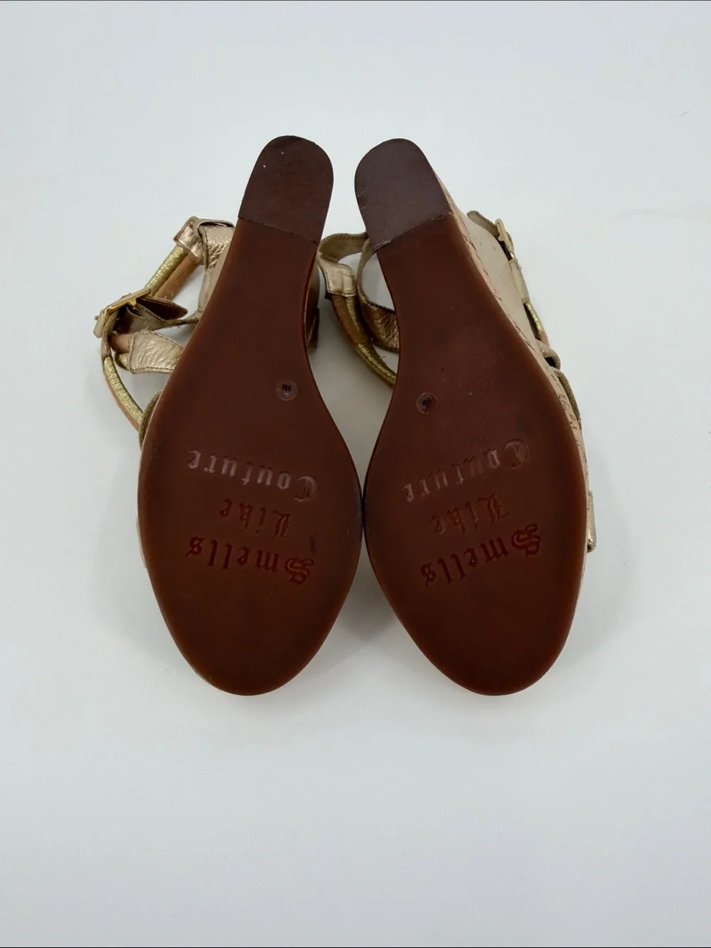 Juicy Couture Metallic Gold Cork Wedge Sandals - Women's Strappy Wedges